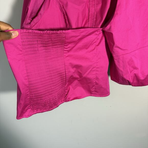 Banana Republic BR x HARBISON FUCHSIA Balloon Sleeve Open Back Top Large Tall - Picture 7 of 9